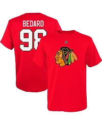 Big Boys Connor Bedard Red Chicago Blackhawks Name and Number T-shirt