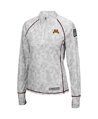 Women's Colosseum White Minnesota Golden Gophers Oht Military-Inspired Appreciation Officer Arctic Camo Fitted Lightweight 1/4-Zip Jacket