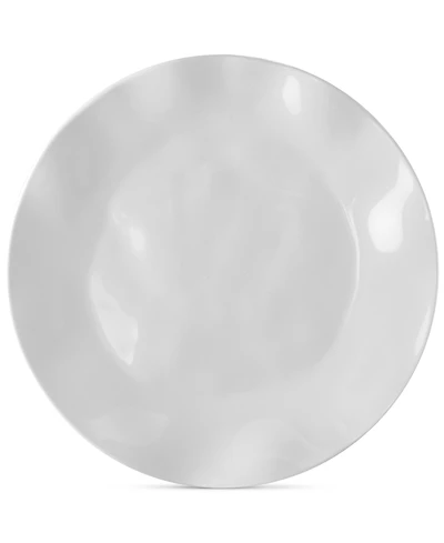 Q Squared Ruffle White Melamine Dinner Plates, Set of 4