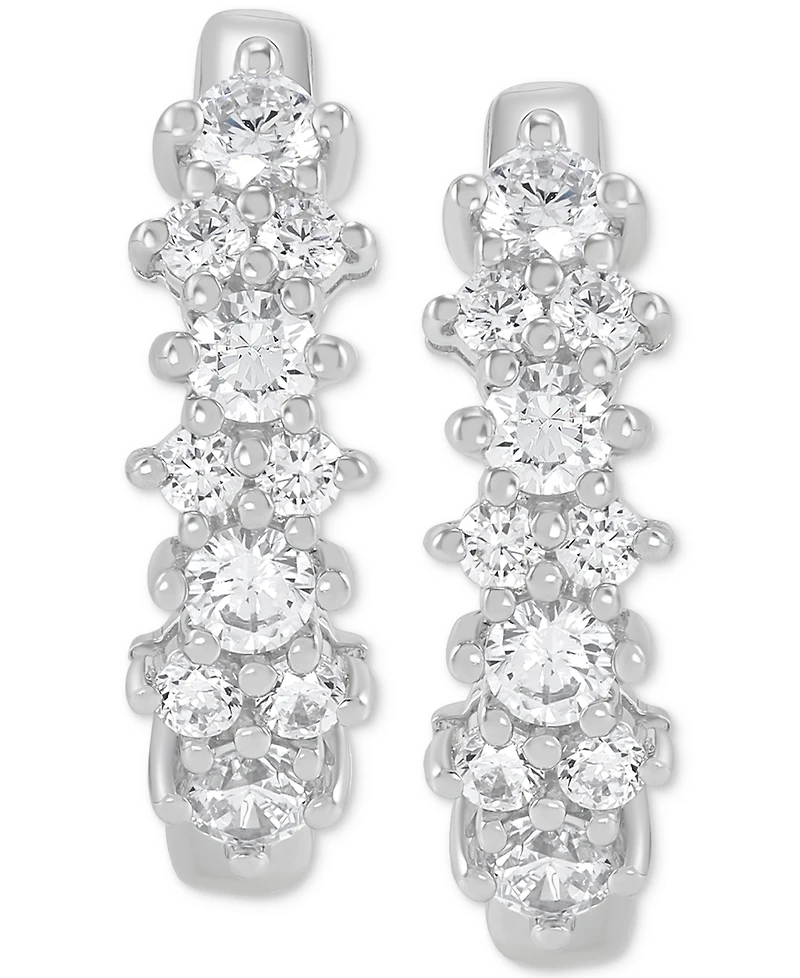 Lab Grown Small Diamond Hoop Earrings (1/2 ct. t.w.) in Sterling Silver or 14k Gold-Plated Sterling Silver