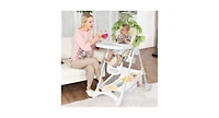 Slickblue Girls Folding Chair with Wheel Tray Storage Basket