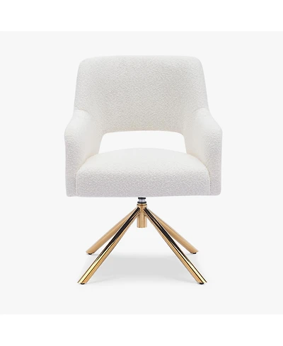 Mid-Century Modern Large Boucle Swivel Accent Arm Chair