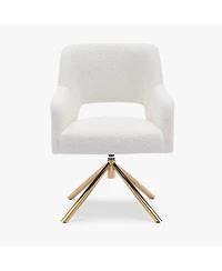 Mid-Century Modern Large Boucle Swivel Accent Arm Chair