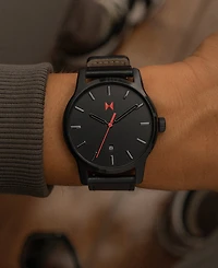 Mvmt Men's Classic Ii Black Leather Strap Watch 44mm