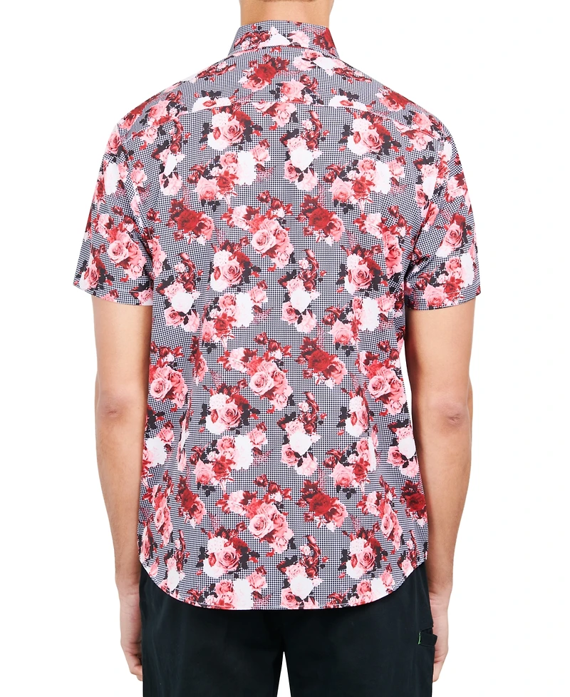 Society of Threads Men's Slim-Fit Non-Iron Performance Stretch Floral Button-Down Shirt