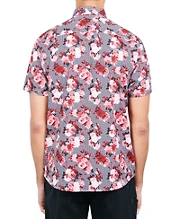 Society of Threads Men's Slim-Fit Non-Iron Performance Stretch Floral Button-Down Shirt