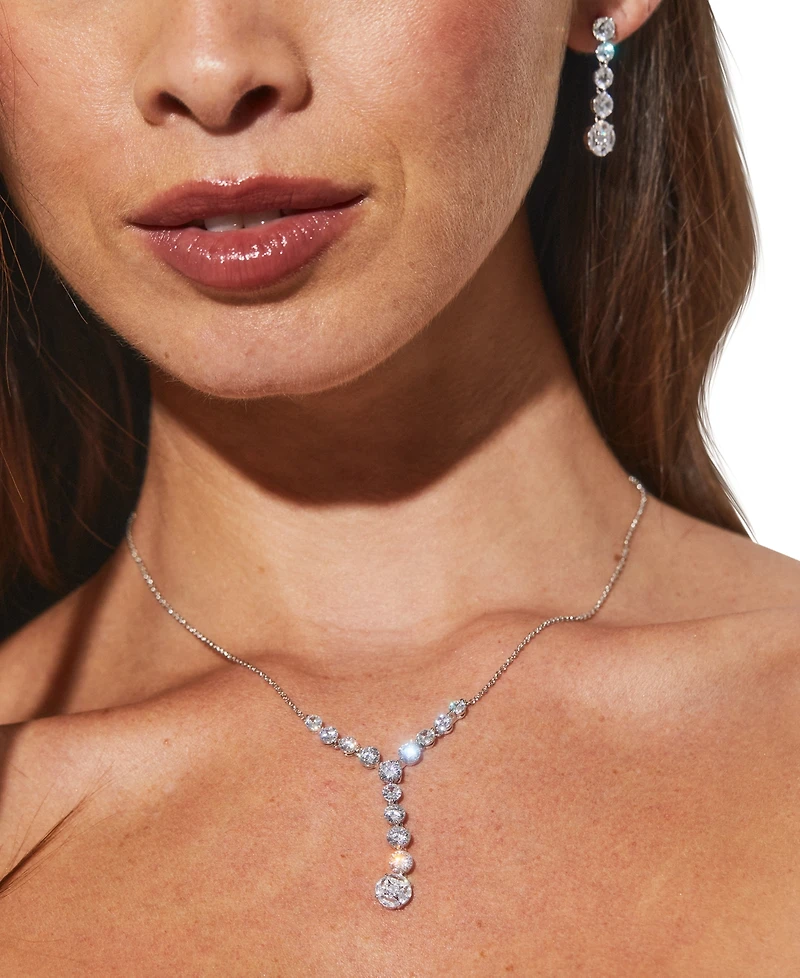 Eliot Danori Silver-Tone Cubic Zirconia Linear Drop Earrings, Created for Macy's