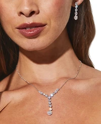 Eliot Danori Silver-Tone Cubic Zirconia Linear Drop Earrings, Created for Macy's