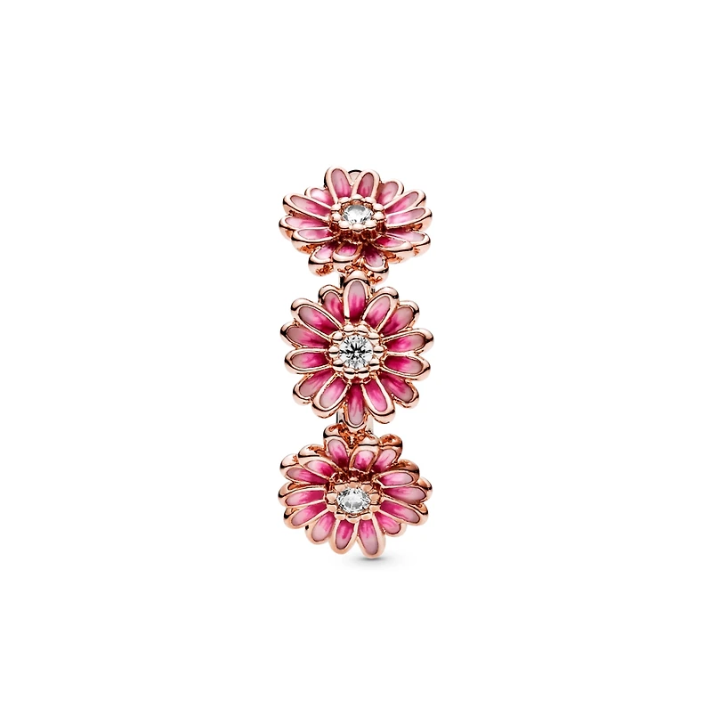 Pandora Cubic Zirconia Moments Pink Daisy Flower Trio Ring