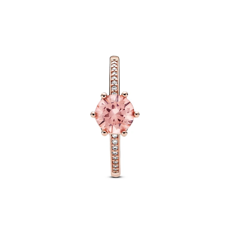 Pandora Cubic Zirconia Moments Pink Sparkling Crown Solitaire Ring
