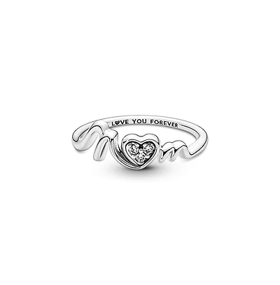 Pandora Cubic Zirconia Moments Mom Pave Heart Ring