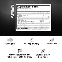 Amen Omega-3 Supplement - 1500mg High-Potency Daily Omega 3 - Epa and Dha Fatty Acids Fish Oil - 45-Day Supply - Omega 3 Fatty Acid Supplements