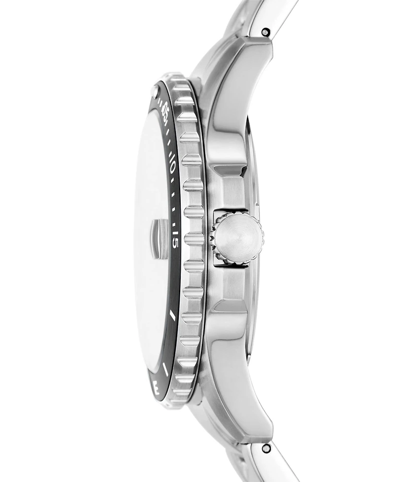 Fossil Men's Blue Dive Three-Hand Date Silver-Tone Stainless Steel Watch 42mm