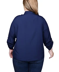 Ny Collection Plus Size 3/4 Sleeve Roll Tab Blouse