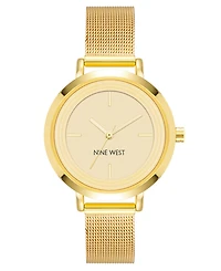 Nine West Women's Quartz Gold-Tone Stainless Steel Mesh Band Watch, 34mm