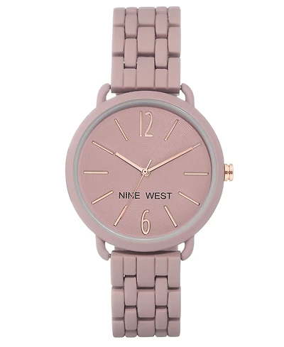 Nine West Women's Quartz Purple Alloy Link Bracelet Watch, 36mm