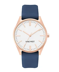 Nine West Women's Quartz Navy Faux Leather Band Watch, 36mm