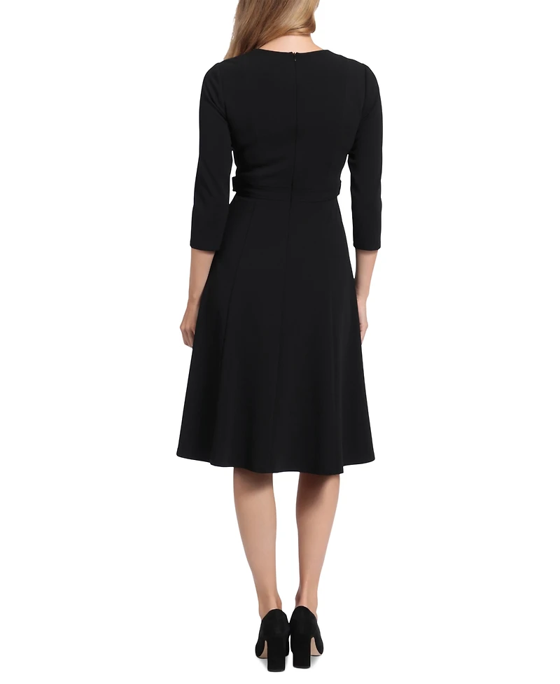 London Times Women's Tab-Waist Fit & Flare Dress