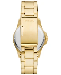 Fossil Men's Blue Dive Three-Hand Date Gold-Tone Stainless Steel Watch 42mm
