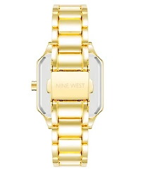 Nine West Women's Quartz Square Gold-Tone Alloy Link Bracelet Watch, 27mm