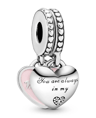 Pandora Cubic Zirconia Mother Daughter Hearts Dangle Charm