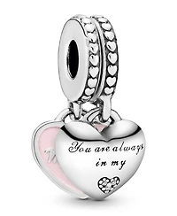 Pandora Cubic Zirconia Mother Daughter Hearts Dangle Charm