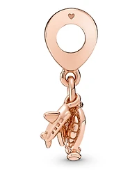 Pandora Pink Dangle Charm Airplane, Globe Suitcase Triple Pink Dangle Charm