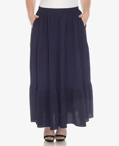 White Mark Plus Pleated Tiered Maxi Skirt