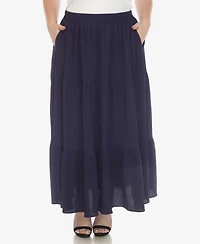 White Mark Plus Pleated Tiered Maxi Skirt