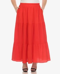 White Mark Plus Pleated Tiered Maxi Skirt