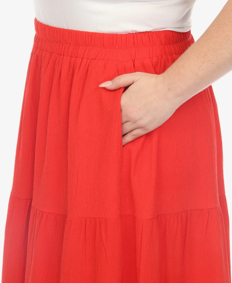 White Mark Plus Pleated Tiered Maxi Skirt