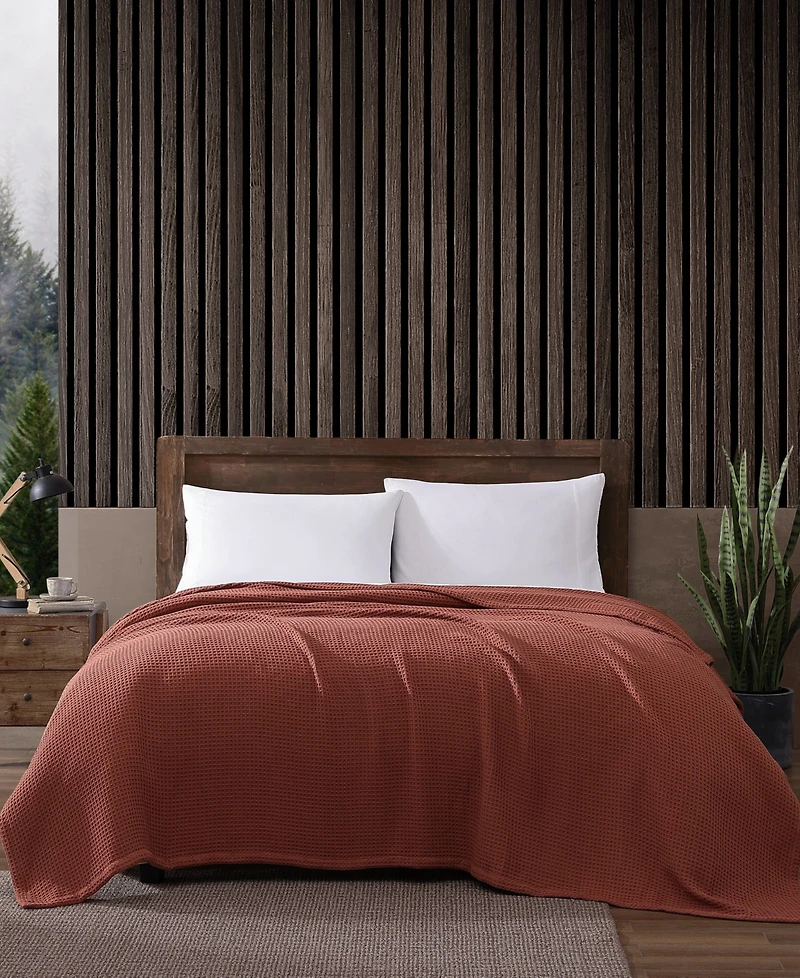 Eddie Bauer Solid Waffle Cotton Reversible Blanket