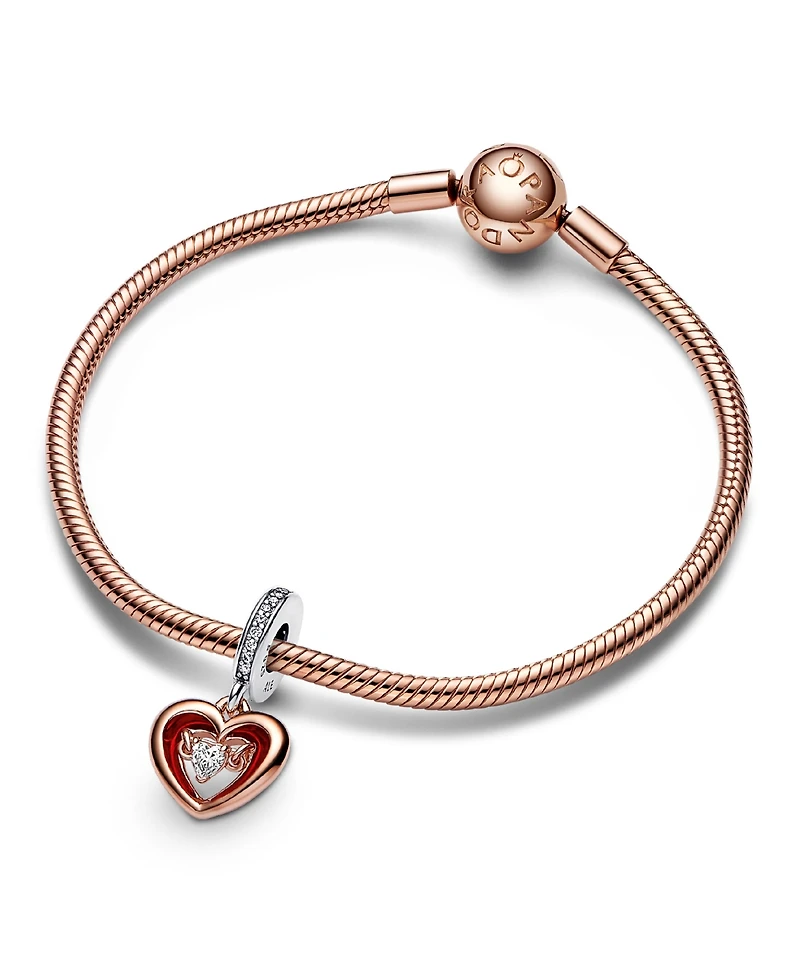 Pandora Cubic Zirconia Two-Tone Radiant Heart Dangle Charm