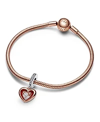 Pandora Cubic Zirconia Two-Tone Radiant Heart Dangle Charm