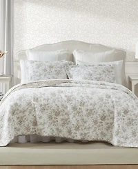 Laura Ashley Walled Garden Cotton Reversible 3-Piece Quilt Set, Full/Queen