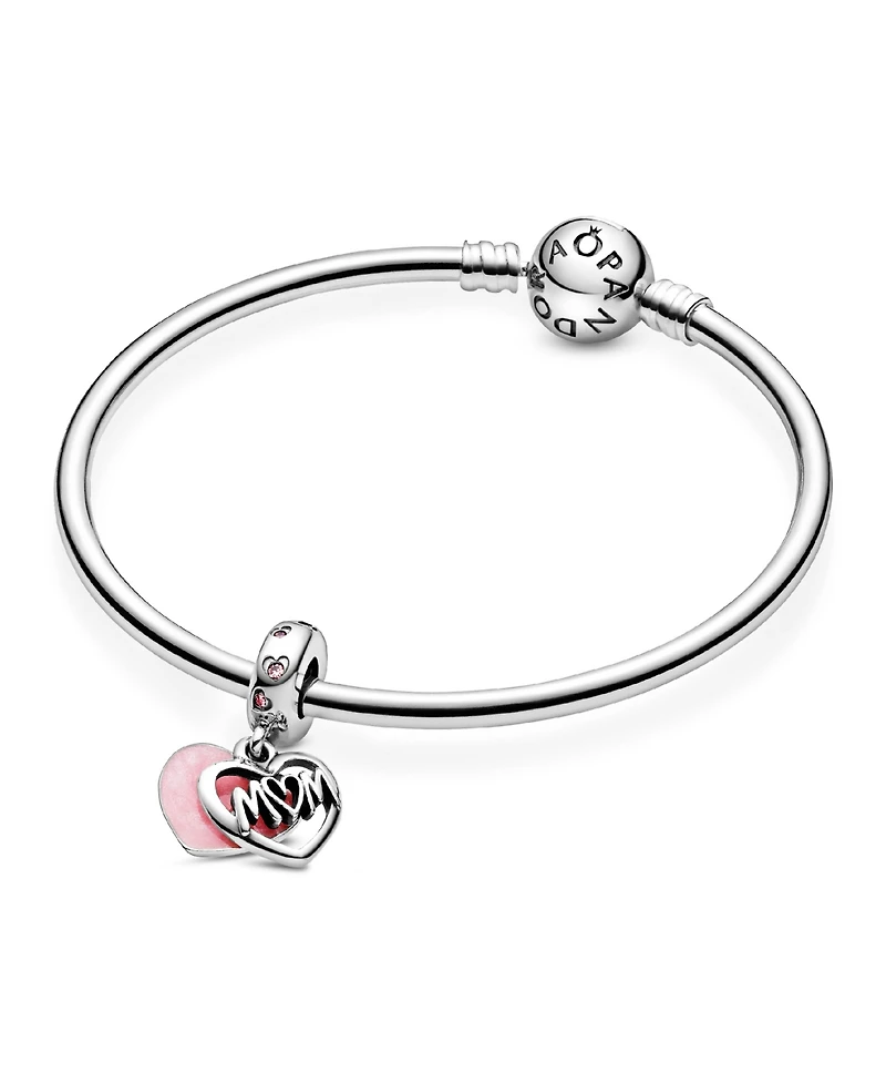 Pandora Cubic Zirconia Mom Script Heart Dangle Charm