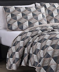 Kenneth Cole New York Gridwork Reversible 3 Piece Quilt Set