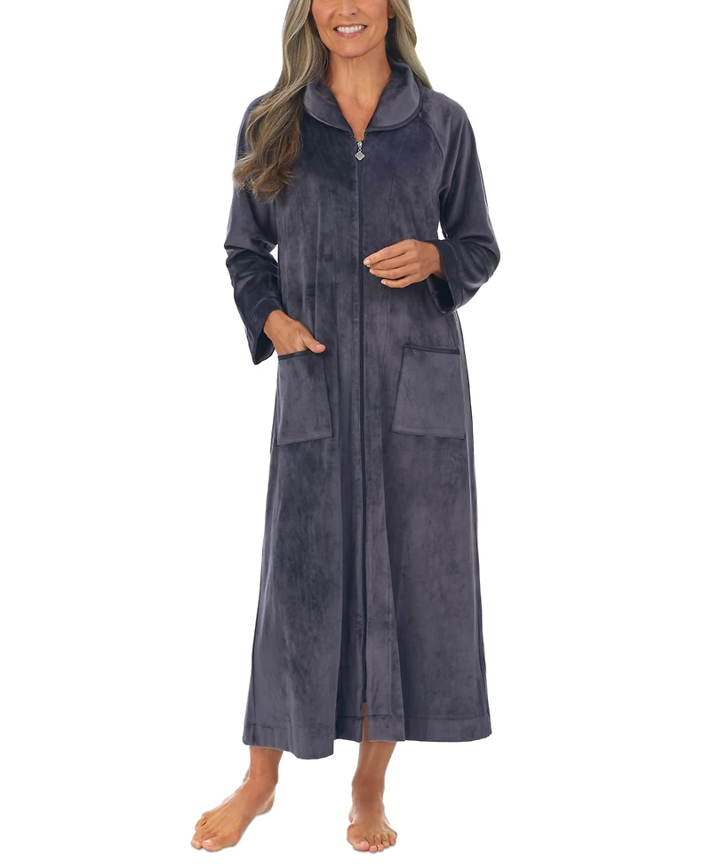 Eileen West Women's Zip-Front Velour Ballet Robe