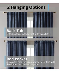 Hlc.me Lopez Velvet Premium Soft Light Filtering Back Tab Rod Pocket Window Treatment Curtain Panels, Set of 2