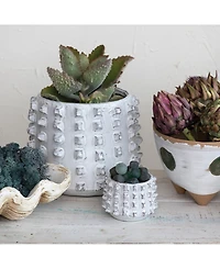 Stoneware Sculptural Planter with Raised Dots Vase