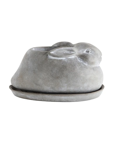 Cement Rabbit Planter with Saucer Set of 2 Pieces