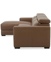 Nevio 115" 3-Pc. Leather Sectional with 1 Power Recliner, Headrests and Chaise, Created For Macy's
