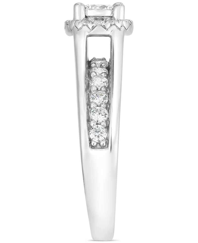 Diamond Halo Cathedral Engagement Ring (1 ct. t.w.) in 14k White Gold