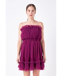 Women's Strapless Mini Tulle Dress