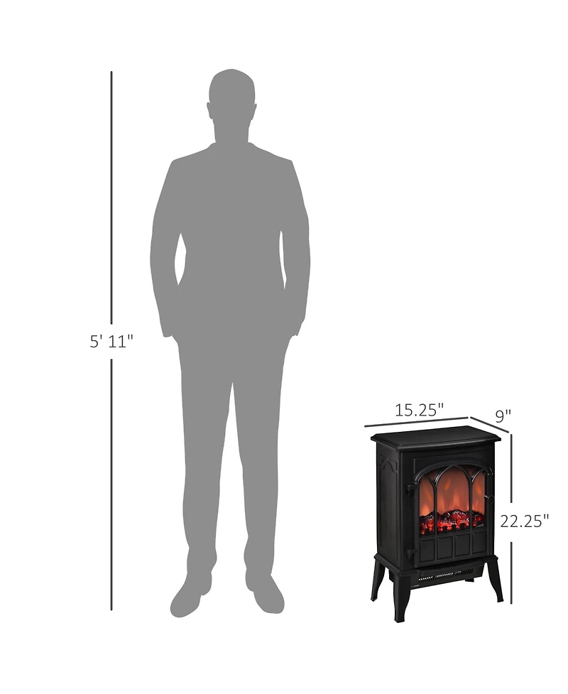 Homcom Electric Fireplace Stove, Freestanding Fireplace Heater