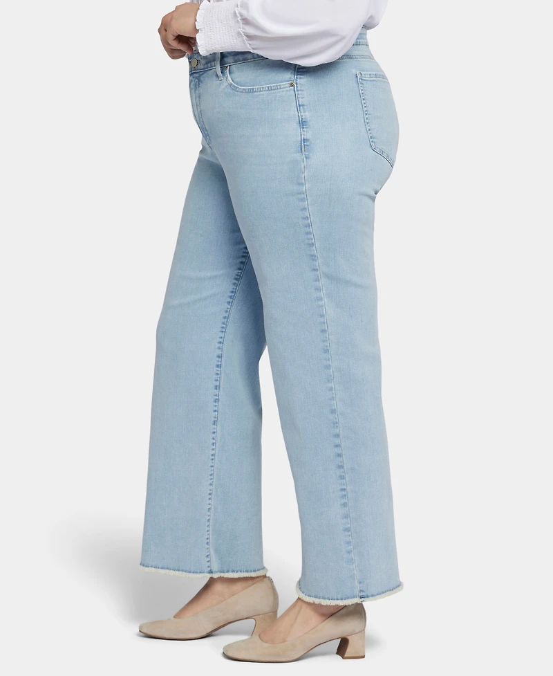 Nydj Plus Teresa Wide Leg Ankle Fray Hem Jeans