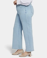 Nydj Plus Teresa Wide Leg Ankle Fray Hem Jeans