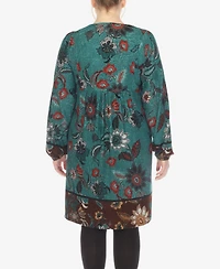 White Mark Plus Paisley Flower Embroidered Sweater Dress