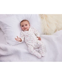 Little Me Baby Girls Vintage Rose Coverall with Matching Hat, 2 Piece Set