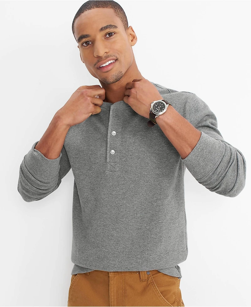 Lands' End Men's Long Sleeve Thermal Waffle Henley